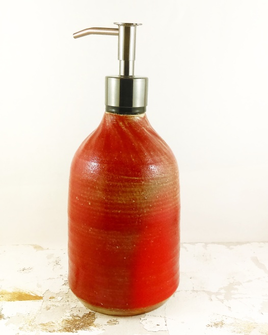 Dawn Whitehand handmade ceramic soap dispenser bottle